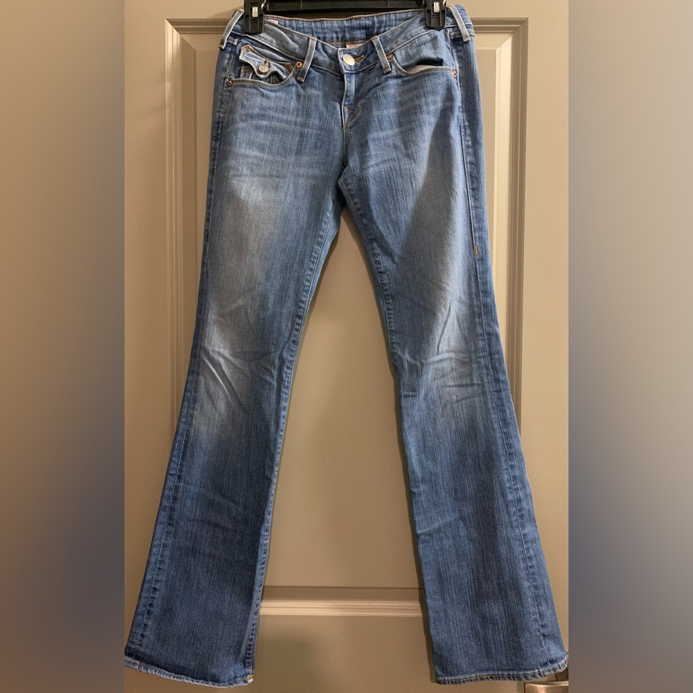 True Religion Becky Bootcut Flare jeans size 26 Medium Wash Made in USA 90s Y2K